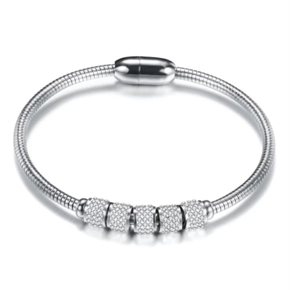 Silver Stainless Steel Magnetic Bracelets Bangle